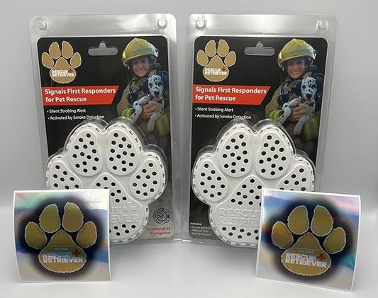(Twin Pack) Rescue+Retriever Pet Smoke Alarm & Reflective Pet Alert Stickers